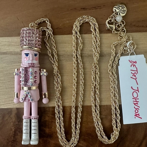 Betsey Johnson Pink Nutcracker Necklace. - Picture 2 of 5